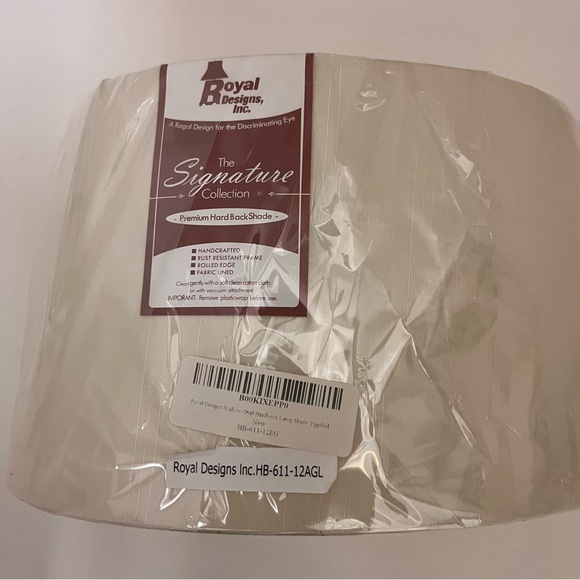 Royal Designs, Inc. Shallow Oval Hardback Lamp Shade, HB-611-12EG, Eggshell - Picture 2 of 3